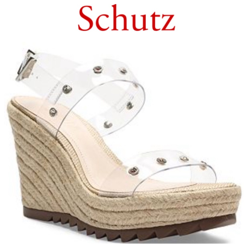 SCHUTZ ROPE WEDGES WITH CLEAR STRAPS SIZE 7.5